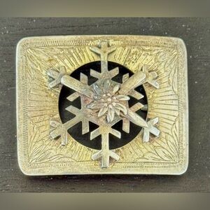 Vintage SIlver Snowflake and Poinsettia Buckle, Unisex